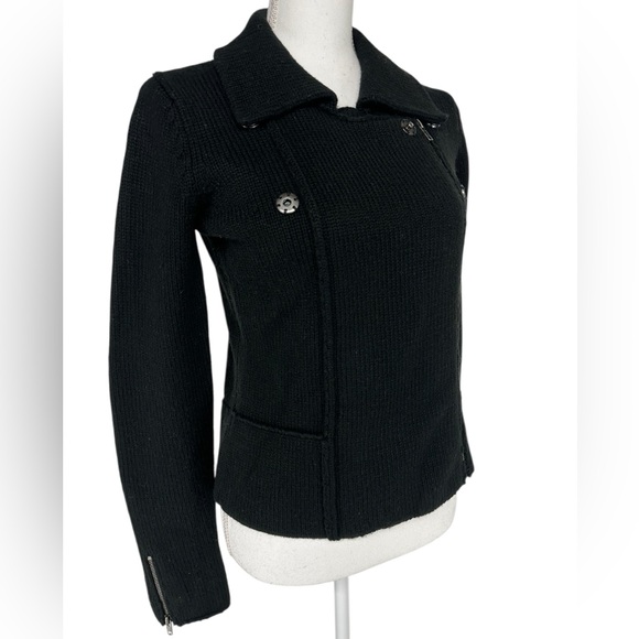 CAROLE LITTLE / Black Moto Sweater / Small - Picture 5 of 9